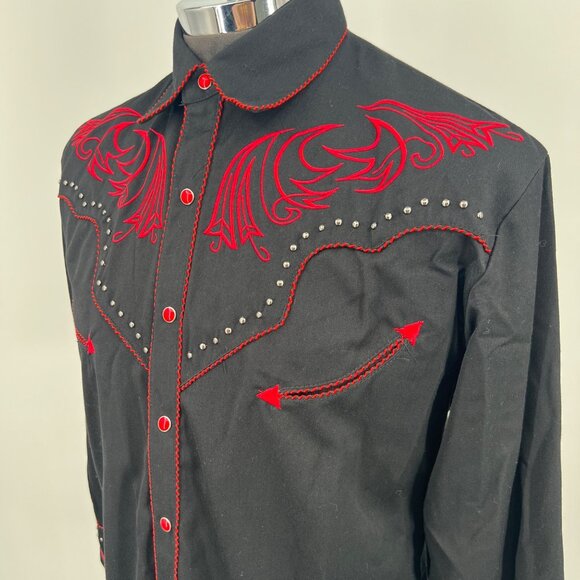 Scully‎ Western Pearl Snap Shirt Mens Size S Embroidered Cowboy Rodeo Country - Picture 4 of 11